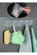 4 Adet Şeffaf Yapışkanlı Duvar Askılığı 5’li Banyo Mutfak Kapı Arkası Havlu Askısı Şeffaf Organizer - Görsel 4