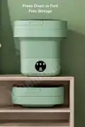 Katlanır Mini Çamaşır Makinesi Yeşil Taşınabilir Retro Silikon Çorap İç Çamaşırı Yıkayıcı 10 lt - Görsel 4