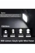 USB Şarjlı El Feneri Mini LED Lamba Anahtarlık Taşınabilir 4 Fonksiyonlu Kamp Feneri Ofis Lambası - Görsel 4