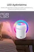 300ml LED Işıklı USB Ultrasonik Hava Nemlendirici Buhar Makinesi ve Kokulu Aroma H2O Difüzör Cihazı - Görsel 4