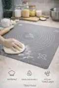 Silikon Hamur Matı Ölçülü Hamur Açma Yoğurma Matı Orta Boy Gri 50 x 40 cm - Görsel 2