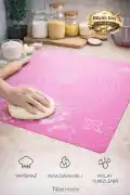 Silikon Hamur Matı Hamur Açma Pasta Fırın Altlığı Matı Ölçülü Hamur Yoğurma Pembe Büyük Boy 65X45 - Görsel 1