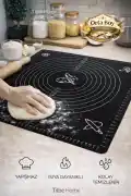 Silikon Hamur Matı Ölçülü Hamur Açma Yoğurma Matı Orta Boy Siyah 50 x 40 cm - Görsel 1