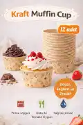 12’li Kraft Muffin Cupcake Kek Kapsülü Naturel Donut Baskılı Kalıp Konsept Airfryer ve Fırın Uyumlu - Görsel 1
