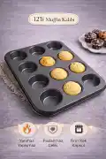 Muffin Kalıbı 12'li Kek Pasta Kurabiye Cupcake Lüx Muffin Kalıbı Kek Çörek Fırın Kapsülü Tepsisi - Görsel 1