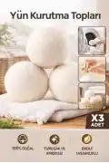 3 Adet Çamaşır Yün Kurutma Topu XXL Büyük Boy Doğal Yumuşatıcı Çamaşır Kurutma Makinesi Topları - Görsel 1