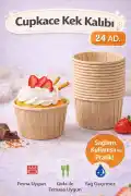 24’lü Kraft Muffin Cupcake Kek Kapsülü Naturel Kağıt Kalıp Konsept Parti Airfryer ve Fırın Uyumlu  - Görsel 1