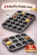 Muffin Kalıbı 24'lü Mini + 12'li Büyük Cupcake Kek Kapsülü Yanmaz Yapışmaz Baking Pan Fırın Kalıbı - Görsel 1