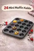 Muffin Kalıbı 24'lü Cupcake Kapsülü Fırın Mini Kek Browni Kekstra Kurabiye Kalıbı Muffin Baking Pan - Görsel 1