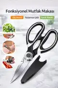 Paslanmaz Çelik Mutfak Makası Çok Fonksiyonlu Ultra Keskin Et Sebze Kesme Kapak Açıcı Ceviz Kırıcı - Görsel 1
