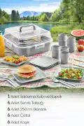 6 Kişilik Piknik Seti - Çantalı Piknik Seti 25 Parça Piknik Organizer Kamp Gray Piknik Seti - Görsel 1