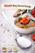 Lüx Servis Kaşığı Büyük Boy Paslanmaz Çelik Kaşık Salata Pasta Yemek Servis Mutfak Kaşığı - Görsel 1