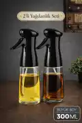Büyük Boy Sprey Yağdanlık Airfryer Püskürtmeli Cam Şişe Ayçiçek Zeytinyağı 300ml Siyah - Görsel 1