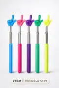5 Adet Portatif Uzayabilir Sevimli Parmak Öğretmen İşaret Tahta Çubuğu Teleskopik Çubuk 20cm 67cm - Görsel 1
