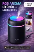 LED Işıklı USB Ultrasonik Hava Nemlendirici Buhar Makinesi ve Kokulu Aroma H2O Difüzör Cihazı 300ml - Görsel 1
