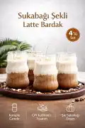 4'lü Sukabağı Latte Cam Pipetli Bardak Seti İskandinav Tarz Kahve Kokteyl Sunum Bardağı 400ml - Görsel 1