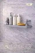 Figürlü Kendinden Yapışkanlı Craft Banyo Rafı Organizer Duvara Monte Mutfak Düzenleyici Gri - Görsel 1