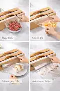 Bambu Streç Kesici 2 Bölmeli Kapaklı Streç Film Folyo Kutusu Mutfak Dolap İçi Organizer Düzenleyici - Görsel 4
