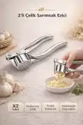 2'li Lüx Sarımsak Ezici Hazneli Çelik Ezme Aparatı Yuvarlak Şekilli Ezici Press Dayanıklı Tasarım - Görsel 1