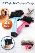 2'li Evcil Hayvan Kedi Köpek Tarağı Tüy Toplayıcı Fırça Tarak Tımar Etme Kaşıma Tarağı - Görsel 1