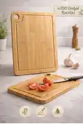 2'li Bambu Kesim Tahtası Büyük Boy + Küçük Boy Peynir Sunum Tepsi Sebze Doğrama Kesme Panosu Seti - Görsel 3