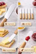6'lı Ahşap Saplı Tereyağı Bıçağı Reçel Çikolata Peynir Sürme Kahvaltılık Sunum Bıçak Seti - Görsel 2