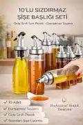 10'lu Sızdırmaz Yağdanlık Şişe Başlığı Ucu Yağlık Sirkelik Sosluk Tıpası Damlatmaz Şişe Tapası Seti - Görsel 4