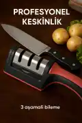 Profesyonel Bıçak Bileyici 3 Aşamalı Elmas Seramik Tungsten Çelik El Bıçakları Bileme Mutfak Aleti - Görsel 4
