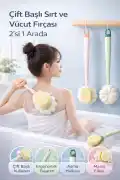 Çift Taraflı Uzun Saplı Sırt Fırçası Duş Lifi Masaj Etkili Banyo Kesesi Banyo Lifi ve Süngeri - Görsel 1