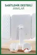 LED Işıklı Makyaj Aynası 3 Katlı Dokunmatik Büyüteçli USB Şarjlı Katlanabilir Masaüstü Makyaj Ayna - Görsel 5