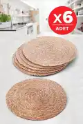 6lı Bambu Rattan El Yapımı Amerikan Servis Hasır Supla Masa Sofra Düzenleyici Tabak Altlığı - Görsel 1
