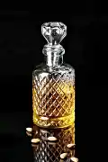 Cam Karaf Sürahi 1250 ml Su Meşrubat Kokteyl Topuz Kapaklı Sürahi Dekor Kristal Kesme Karaf Şişesi - Görsel 3