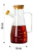 Bambu Kapaklı Cam Yağdanlık Vakumlu Ahşap Stantlı Sirkelik Zeytinyağı Şişesi Yağlık 900 ml - Görsel 6