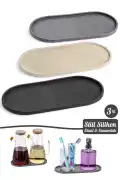 3 Adet Silikon Kaymaz Yağdanlık Altlığı Sabunluk Standı Sunum Tepsi Oval Çerezlik Stant 2 Bölmeli - Görsel 1