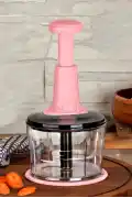 Çelik Bıçaklı Basmalı El Rondosu Hazneli Sebze Meyve Soğan Sarımsak Doğrayıcı Mutfak El Robotu - Görsel 2