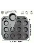Cupcake Muffin Kalıbı 12'li Kek Yanmaz Kurabiye Kalıbı Fırın Çörek Kapsül Tepsisi Paslanmaz Siyah - Görsel 5