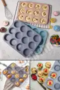 12'li Silikon Muffin Kalıbı Kurabiye Tatlı Cupcake Kek Kalıbı Yapışmaz Gıdaya Uygun Pişirme Kapsülü - Görsel 2
