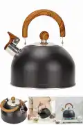 Düdüklü Çaydanlık Ahşap İskandinav Su Isıtıcı Islık Çalan Çaydanlık Kettle Demlik Çay Potu 2 Litre - Görsel 1