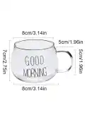 Good Morning Çiçekli Kupa Cam Bardak Isıya Dayanıklı Kulplu Kahve Sunum Kahvaltı Süt Bardağı - Görsel 3