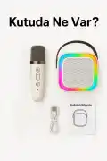 Kablosuz Bluetooth Hoparlör ve Karaoke Mikrofon K12 – 5 Ses Efekti, RGB Işık, HD Ses Bombası, USB SD FM Radyo - Görsel 5