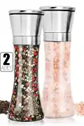 2'li Karabiber Tuz Değirmeni 5 Kademeli Baharat Öğütücü Büyük Boy Metalik Tuzluk Seti - Görsel 2