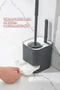 Klozet Fırçası Banyo Tuvalet Wc Temizleme Fırçası 2li Temizlik Fırçası Hazneli Su Akıtmaz Gri - Görsel 1