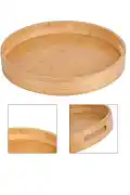 Yuvarlak Bambu Tepsi Büyük Boy Kahvaltı Çay Servis Sunum Tepsisi Kulplu Darke Kitchen Tepsi - Görsel 3