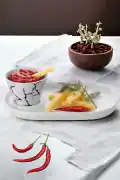 Oval Sunum Tabağı Konik Sosluk Desenli Sunumluk Sosluk 2'li Seti - Görsel 1