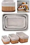 Pinterest Stil 3lü Bambu Kare Sepet Dekoratif Ev Düzenleyici Organizer Çok Amaçlı Bambu Hasır Sepet - Görsel 4