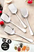 4'lü Lüx Servis Kaşığı Seti Büyük Boy Paslanmaz Çelik Kaşık Salata Yemek Mutfak Kaşığı - Görsel 1
