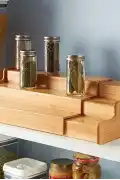 3 Katlı Açılır Büyük Boy Bambu Stand Organizer, Tezgahüstü Baharatlık Düzenleyici Mutfak Rafı 57cm - Görsel 4
