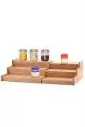 3 Katlı Açılır Büyük Boy Bambu Stand Organizer, Tezgahüstü Baharatlık Düzenleyici Mutfak Rafı 57cm - Görsel 5