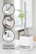 Hazneli Klozet Fırçası Banyo Tuvalet Wc Temizleme Fırçası 2li Temizlik Fırçası Hazneli Su Akıtmaz - Görsel 1