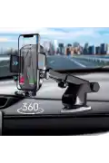 Uzayabilen Teleskopik Uzatmalı Araç İçi Telefon Tutucu Vantuzlu Cam Torpido Montaj 360° Kıskaçlı - Görsel 2
